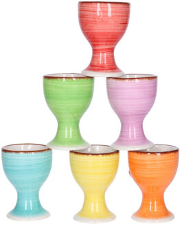 Bellatio Design Eierdopjes Bright Colour - set van 12x - multi kleuren - keramiek - 7 x 5 cm