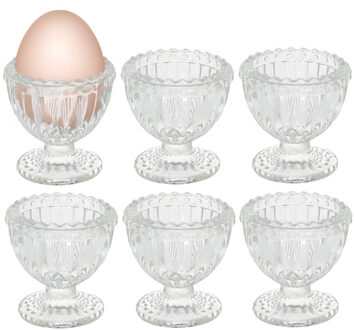 Bellatio Design Eierdopjes Cristal - set van 6x - wit - glas - 5 x 6 cm
