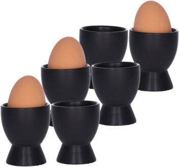 Bellatio Design Eierdopjes Paint it Black - set van 6x - zwart - keramiek - 8 x 6 cm
