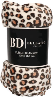 Bellatio Design Fleece plaid/deken luipaard dieren print 120 x 160 cm Multi