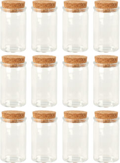 Bellatio Design Flesjes met kurk dop - set 12x - transparant - glas - 50 ml