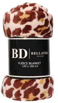 Bellatio Design Fluffy/ coral fleece plaid/deken panter dieren print 120 x 160 cm - Plaids Multikleur