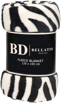 Bellatio Design Fluffy/ coral fleece plaid/deken zebra dieren print 120 x 160 cm - Plaids Multikleur