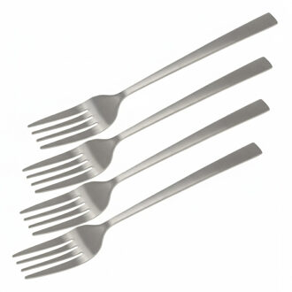 Bellatio Design Gebaksvorkjes - 16x stuks - zilver - RVS - taartvorkjes - 15 cm