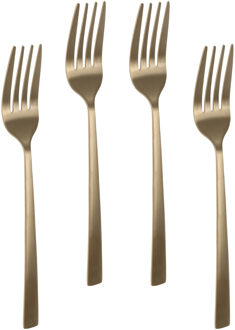 Bellatio Design Gebaksvorkjes - 8x stuks - goud - RVS - taartvorkjes - 15 cm
