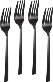 Bellatio Design Gebaksvorkjes - 8x stuks - zwart - RVS - taartvorkjes - 15 cm