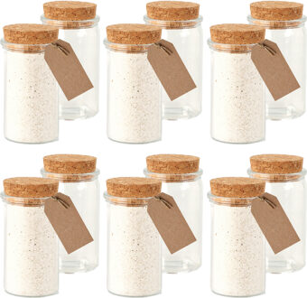 Bellatio Design Glazen flesjes met kurk dop - set 24x - transparant - glas - 50 ml