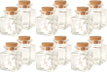 Bellatio Design Glazen flesjes met kurk dop - set 24x - transparant - glas - 50 ml