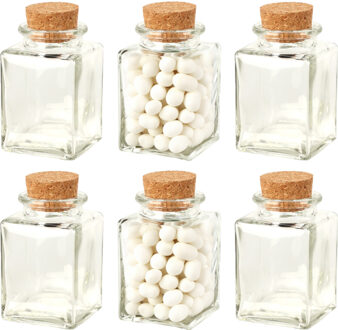 Bellatio Design Glazen flesjes met kurk dop - set 30x - transparant - glas - 80 ml