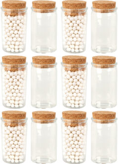 Bellatio Design Glazen flesjes met kurk dop - set 48x - transparant - glas - 50 ml