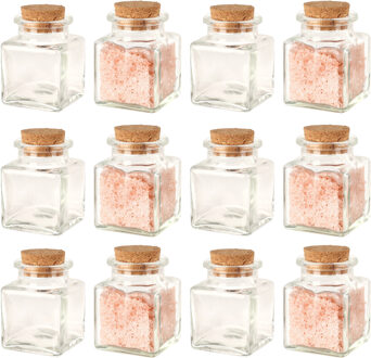 Bellatio Design Glazen flesjes met kurk dop - set 48x - transparant - glas - 50 ml