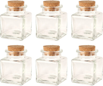 Bellatio Design Glazen flesjes met kurk dop - set 60x - transparant - glas - 50 ml
