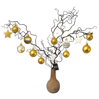 Bellatio Design Kerst decoratie tak - 3 stelen - 87 cm - Kerstversiering kunsttakken