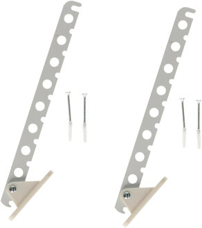 Bellatio Design Kledinghaak - 2x - inklapbaar - metaal - wit - 33 cm - kledinghanger