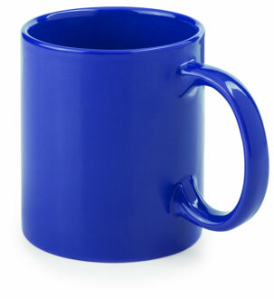 Bellatio Design Koffie mokken/bekers - 1x - keramiek - glans - met oor - blauw - 370 ml