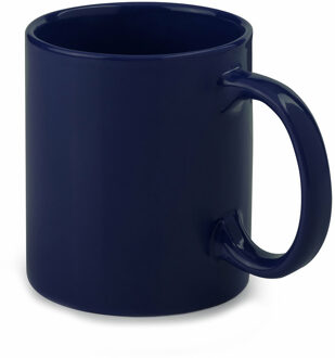 Bellatio Design Koffie mokken/bekers - 1x - keramiek - glans - met oor - donkerblauw - 370 ml