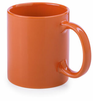 Bellatio Design Koffie mokken/bekers - 1x - keramiek - glans - met oor - oranje - 370 ml