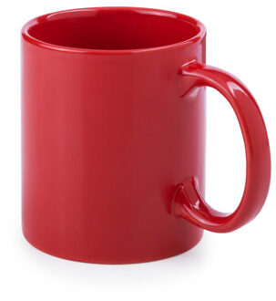 Bellatio Design Koffie mokken/bekers - 1x - keramiek - glans - met oor - rood - 370 ml - Bekers