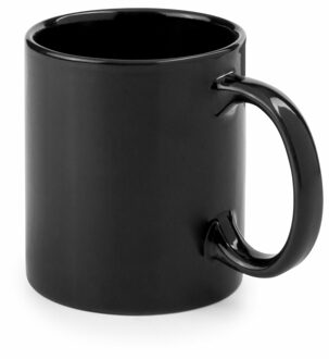 Bellatio Design Koffie mokken/bekers - 1x - keramiek - glans - met oor - zwart - 370 ml