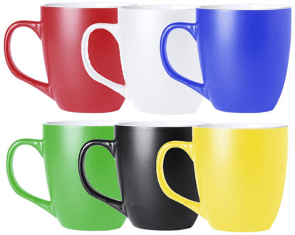 Bellatio Design Koffie mokken/bekers Artista - 12x - keramiek - met oor - multi kleuren - 440 ml - stijlvolle vorm