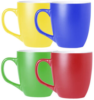 Bellatio Design Koffie mokken/bekers Artista - 8x - keramiek - met oor - multi kleuren - 440 ml - stijlvolle vorm