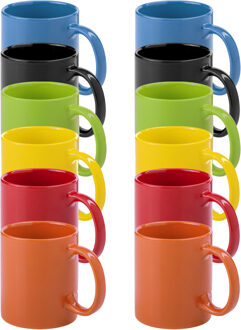 Bellatio Design Koffie mokken/bekers Auxerre - 12x - keramiek - mediterrane kleuren - 370 ml - Bekers Blauw