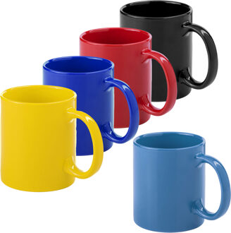 Bellatio Design Koffie mokken/bekers Auxerre - 5x - keramiek - multi kleuren mix - 370 ml - Bekers Blauw