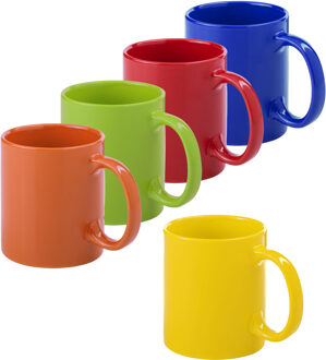 Bellatio Design Koffie mokken/bekers Auxerre - 5x - keramiek - multi kleuren mix - 370 ml - Bekers Oranje