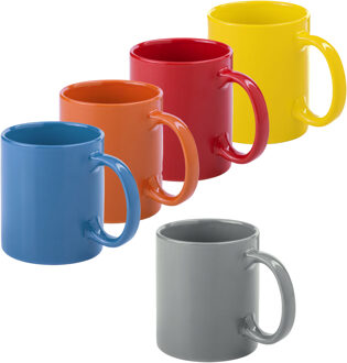 Bellatio Design Koffie mokken/bekers Auxerre - 5x - keramiek - multi kleuren mix - 370 ml - Bekers Rood