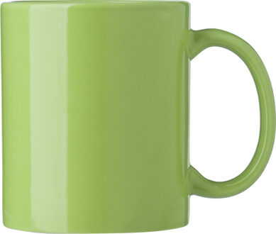 Bellatio Design Koffie mokken/bekers Nantes - 1x - keramiek - met oor - groen - 300 ml - Bekers