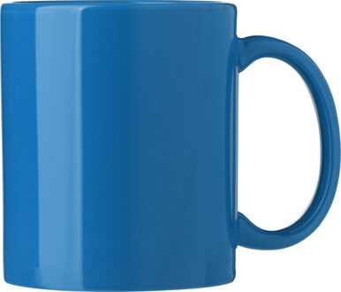 Bellatio Design Koffie mokken/bekers Nantes - 1x - keramiek - met oor - kobalt blauw - 300 ml - Bekers