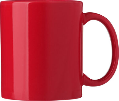 Bellatio Design Koffie mokken/bekers Nantes - 1x - keramiek - met oor - rood - 300 ml - Bekers