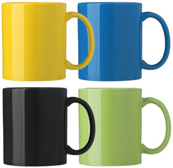 Bellatio Design Koffie mokken/bekers Nantes - 4x - keramiek - multi kleuren - 300 ml - Bekers Multikleur