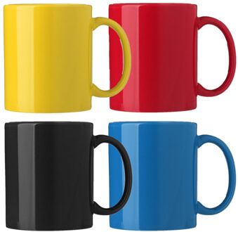 Bellatio Design Koffie mokken/bekers Nantes - 4x - keramiek - multi kleuren - 300 ml - Bekers Multikleur