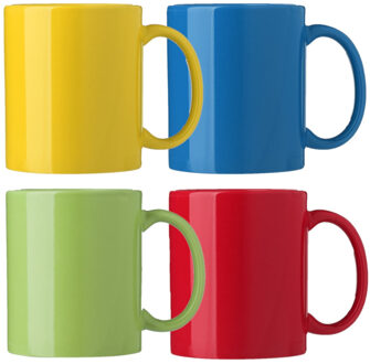 Bellatio Design Koffie mokken/bekers Nantes - 4x - keramiek - multi kleuren - 300 ml