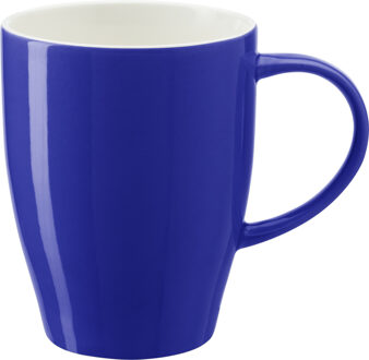 Bellatio Design Koffie mokken/bekers Paris - 1x - porselein - met oor - kobalt blauw - 350 ml - Bekers