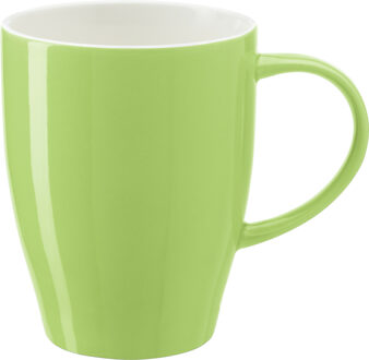 Bellatio Design Koffie mokken/bekers Paris - 1x - porselein - met oor - lime groen - 350 ml - stijlvolle vorm