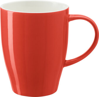 Bellatio Design Koffie mokken/bekers Paris - 1x - porselein - met oor - rood - 350 ml - stijlvolle vorm