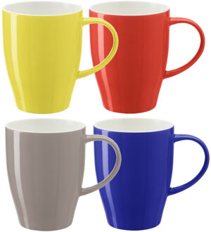 Bellatio Design Koffie mokken/bekers Paris - 4x - porselein - multi kleuren - 350 ml - Bekers Multikleur