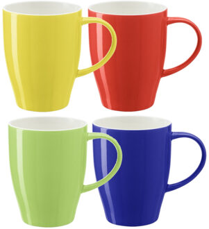 Bellatio Design Koffie mokken/bekers Paris - 4x - porselein - multi kleuren - 350 ml - stijlvolle vorm