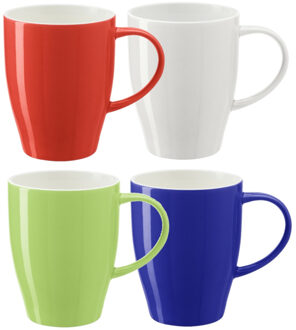 Bellatio Design Koffie mokken/bekers Paris - 4x - porselein - multi kleuren - 350 ml - stijlvolle vorm