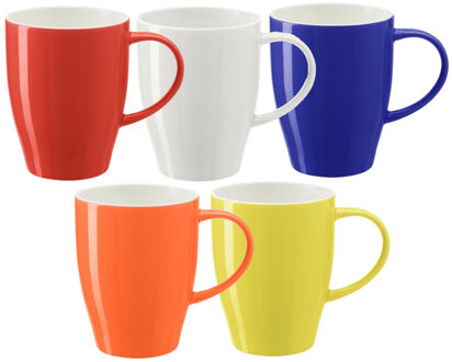 Bellatio Design Koffie mokken/bekers Paris - 5x - porselein - multi kleuren - 350 ml - Bekers Multikleur