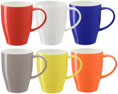 Bellatio Design Koffie mokken/bekers Paris - 6x - porselein - multi kleuren - 350 ml - stijlvolle vorm