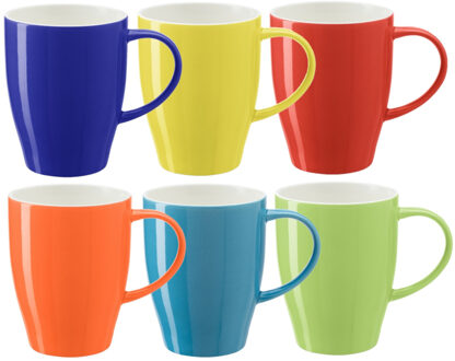Bellatio Design Koffie mokken/bekers Paris - 6x - porselein - multi kleuren - 350 ml - stijlvolle vorm