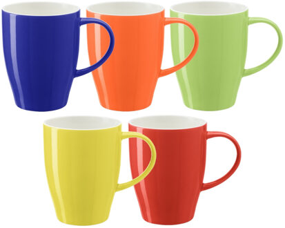 Bellatio Design Koffie mokken/bekers Paris - 6x - porselein - multi kleuren - 350 ml - stijlvolle vorm