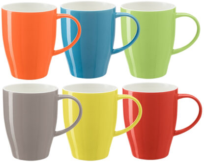 Bellatio Design Koffie mokken/bekers Paris - 6x - porselein - multi kleuren - 350 ml - stijlvolle vorm