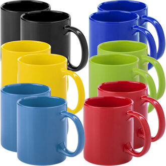 Bellatio Design Koffie mokken/drinkbekers Auxerre - 12x - keramiek - mediterrane kleuren - 370 ml