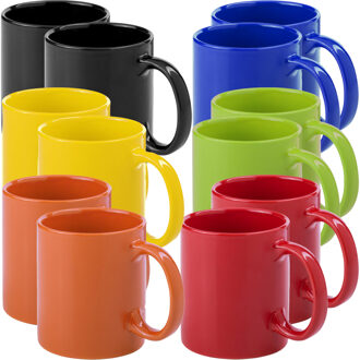 Bellatio Design Koffie mokken/drinkbekers Auxerre - 12x - keramiek - mediterrane kleuren - 370 ml