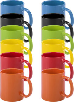 Bellatio Design Koffie mokken/drinkbekers Auxerre - 12x - keramiek - mediterrane kleuren - 370 ml
