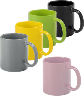 Bellatio Design Koffie mokken/drinkbekers Auxerre - 5x - keramiek - multi kleuren mix - 370 ml